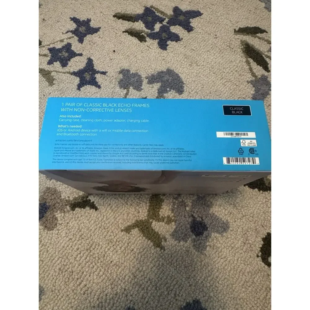 Amazon Echo Frames Classic Black Alexa Smart Glasses w Box Case Cable READ